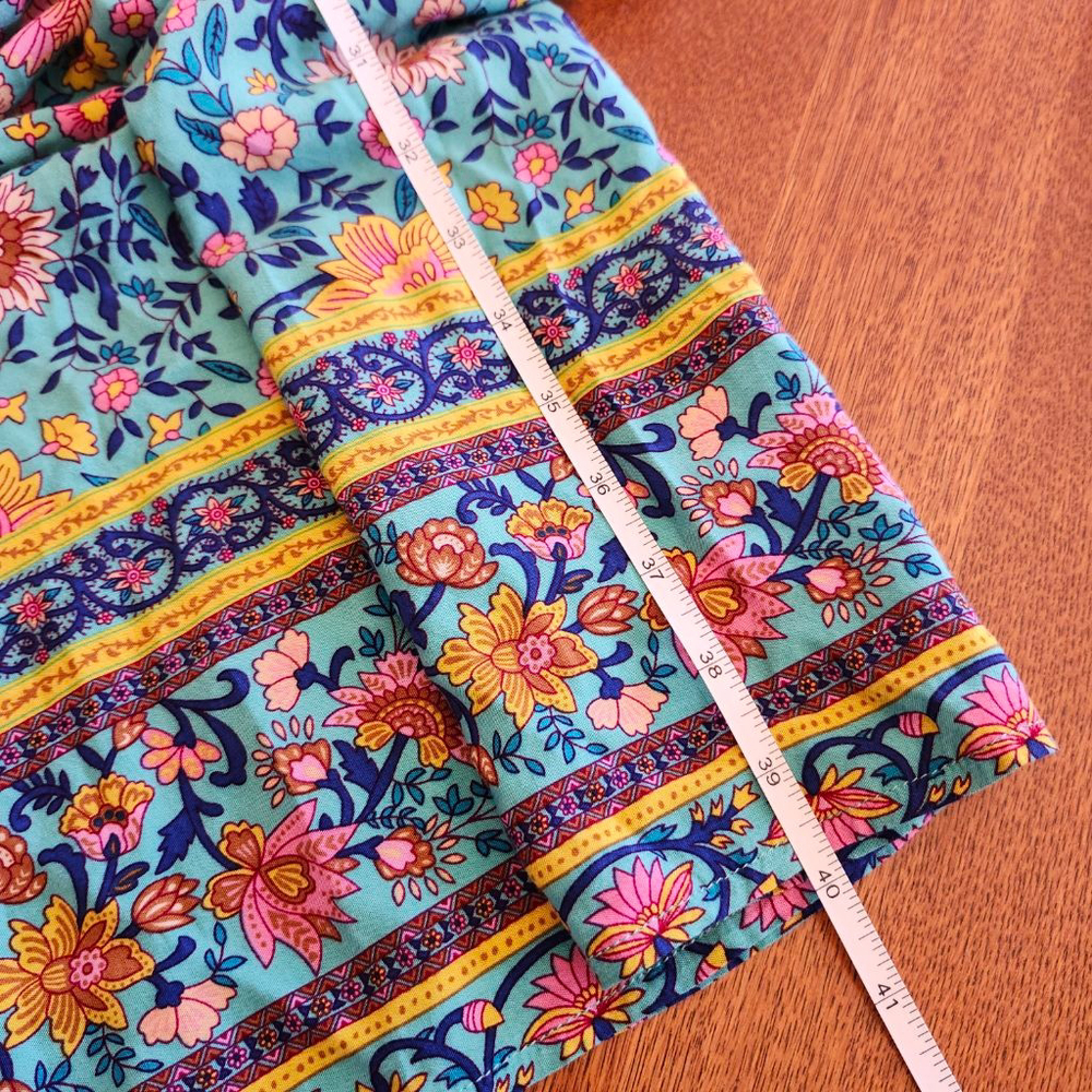 Women's Easel Blue Floral Smocked Maxi Dress M B2 - Picture 7 of 8